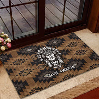 Native American Chief Warrior Rubber Doormat Feather Headdress and Horse Tribal Arrow Pattern - Wonder Print Shop