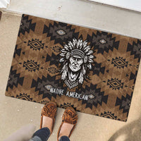 Native American Chief Warrior Rubber Doormat Feather Headdress and Horse Tribal Arrow Pattern - Wonder Print Shop
