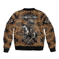Native American Chief Warrior Sleeve Zip Bomber Jacket Feather Headdress and Horse Tribal Arrow Pattern - Wonder Print Shop