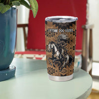 Native American Chief Warrior Tumbler Cup Feather Headdress and Horse Tribal Arrow Pattern - Wonder Print Shop