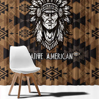 Native American Chief Warrior Window Curtain Feather Headdress and Horse Tribal Arrow Pattern - Wonder Print Shop
