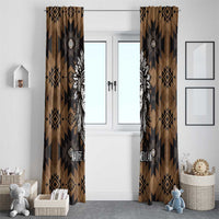 Native American Chief Warrior Window Curtain Feather Headdress and Horse Tribal Arrow Pattern - Wonder Print Shop