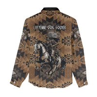 Native American Chief Warrior Women Casual Shirt Feather Headdress and Horse Tribal Arrow Pattern - Wonder Print Shop