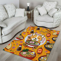 Kawaii Ramen Cute Anime Dog Corgi Area Rug Japanese Noodles