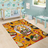Kawaii Ramen Cute Anime Dog Corgi Area Rug Japanese Noodles