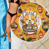 Kawaii Ramen Cute Anime Dog Corgi Beach Blanket Japanese Noodles