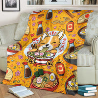 Kawaii Ramen Cute Anime Dog Corgi Blanket Japanese Noodles