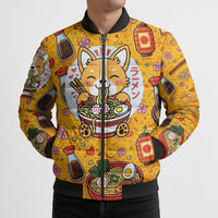 Kawaii Ramen Cute Anime Dog Corgi Bomber Puffer Jacket Japanese Noodles