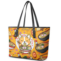Kawaii Ramen Cute Anime Dog Corgi Leather Tote Bag Japanese Noodles