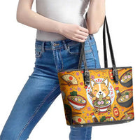 Kawaii Ramen Cute Anime Dog Corgi Leather Tote Bag Japanese Noodles