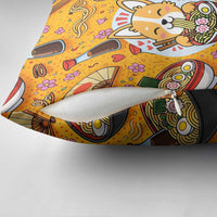 Kawaii Ramen Cute Anime Dog Corgi Pillow Cover Japanese Noodles