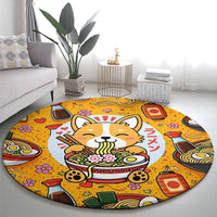Kawaii Ramen Cute Anime Dog Corgi Round Carpet Japanese Noodles