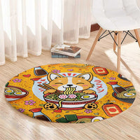 Kawaii Ramen Cute Anime Dog Corgi Round Carpet Japanese Noodles