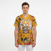 Kawaii Ramen Cute Anime Dog Corgi Scrub Top Japanese Noodles