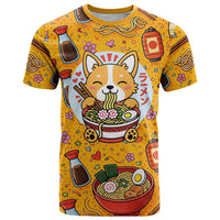 Kawaii Ramen Cute Anime Dog Corgi T Shirt Japanese Noodles
