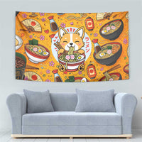 Kawaii Ramen Cute Anime Dog Corgi Tapestry Japanese Noodles