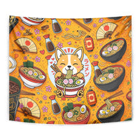 Kawaii Ramen Cute Anime Dog Corgi Tapestry Japanese Noodles