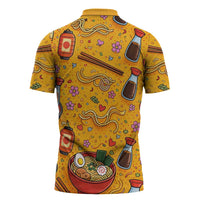Kawaii Ramen Cute Anime Dog Corgi Zipper Polo Shirt Japanese Noodles