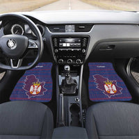 Serbia Car Mats with National Map and Coat of Arms Design in Blue Red Pattern