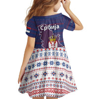 Serbia Family Matching Mermaid Dress and Hawaiian Shirt with National Map and Coat of Arms Design in Blue Red Pattern