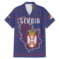 Serbia Family Matching Mermaid Dress and Hawaiian Shirt with National Map and Coat of Arms Design in Blue Red Pattern