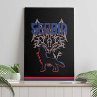 Serbia Canvas Wall Art with Wolf Head Graphic, Howling Wolf, and National Flag Stripes