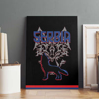 Serbia Canvas Wall Art with Wolf Head Graphic, Howling Wolf, and National Flag Stripes
