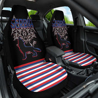 Serbia Car Seat Cover with Wolf Head Graphic, Howling Wolf, and National Flag Stripes