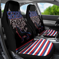 Serbia Car Seat Cover with Wolf Head Graphic, Howling Wolf, and National Flag Stripes
