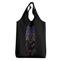 Serbia Grocery Bag with Wolf Head Graphic, Howling Wolf, and National Flag Stripes