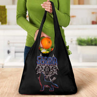 Serbia Grocery Bag with Wolf Head Graphic, Howling Wolf, and National Flag Stripes