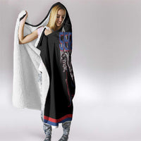 Serbia Hooded Blanket with Wolf Head Graphic, Howling Wolf, and National Flag Stripes