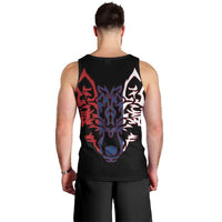 Serbia Men Tank Top with Wolf Head Graphic, Howling Wolf, and National Flag Stripes