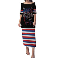 Serbia Puletasi with Wolf Head Graphic, Howling Wolf, and National Flag Stripes