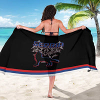 Serbia Sarong with Wolf Head Graphic, Howling Wolf, and National Flag Stripes