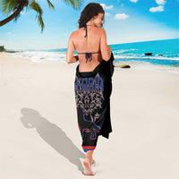Serbia Sarong with Wolf Head Graphic, Howling Wolf, and National Flag Stripes