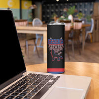 Serbia Skinny Tumbler with Wolf Head Graphic, Howling Wolf, and National Flag Stripes