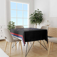 Serbia Tablecloth with Wolf Head Graphic, Howling Wolf, and National Flag Stripes