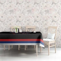 Serbia Tablecloth with Wolf Head Graphic, Howling Wolf, and National Flag Stripes