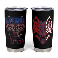 Serbia Tumbler Cup with Wolf Head Graphic, Howling Wolf, and National Flag Stripes