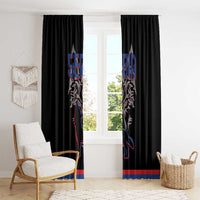 Serbia Window Curtain with Wolf Head Graphic, Howling Wolf, and National Flag Stripes