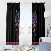 Serbia Window Curtain with Wolf Head Graphic, Howling Wolf, and National Flag Stripes