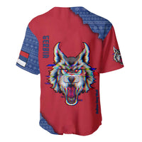 Serbia Baseball Jersey with Balkan Gray Wolf, Claw Marks, and Flag Sleeve Design
