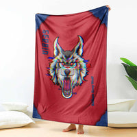 Serbia Blanket with Balkan Gray Wolf, Claw Marks, and Flag Sleeve Design
