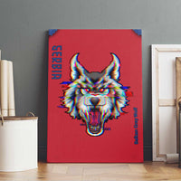 Serbia Canvas Wall Art with Balkan Gray Wolf, Claw Marks, and Flag Sleeve Design