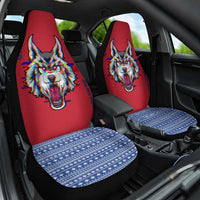 Serbia Car Seat Cover with Balkan Gray Wolf, Claw Marks, and Flag Sleeve Design