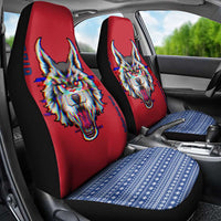 Serbia Car Seat Cover with Balkan Gray Wolf, Claw Marks, and Flag Sleeve Design