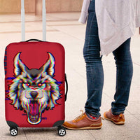Serbia Luggage Cover with Balkan Gray Wolf, Claw Marks, and Flag Sleeve Design