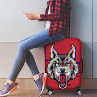Serbia Luggage Cover with Balkan Gray Wolf, Claw Marks, and Flag Sleeve Design