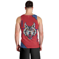 Serbia Men Tank Top with Balkan Gray Wolf, Claw Marks, and Flag Sleeve Design